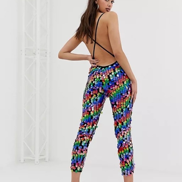 Jaded London Pants & Jumpsuits Jaded London Rainbow Sequin Jumpsuit